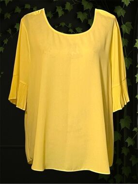 C Est. 1946 Sheer Yellow Ruffle Sleeve Blouse XL